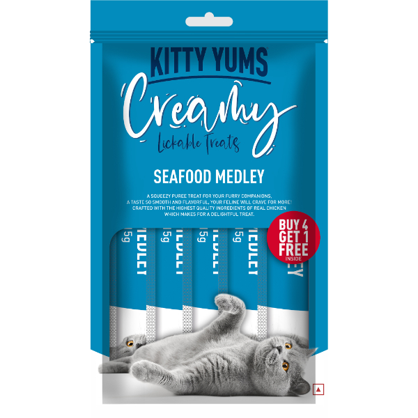  Kitty Yums Seafood Medley Buy 4 get 1 free 15g