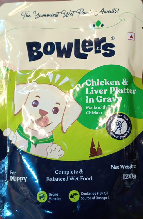  Bowlers Puppy Chicken & Liver Platter in gravy 120g 