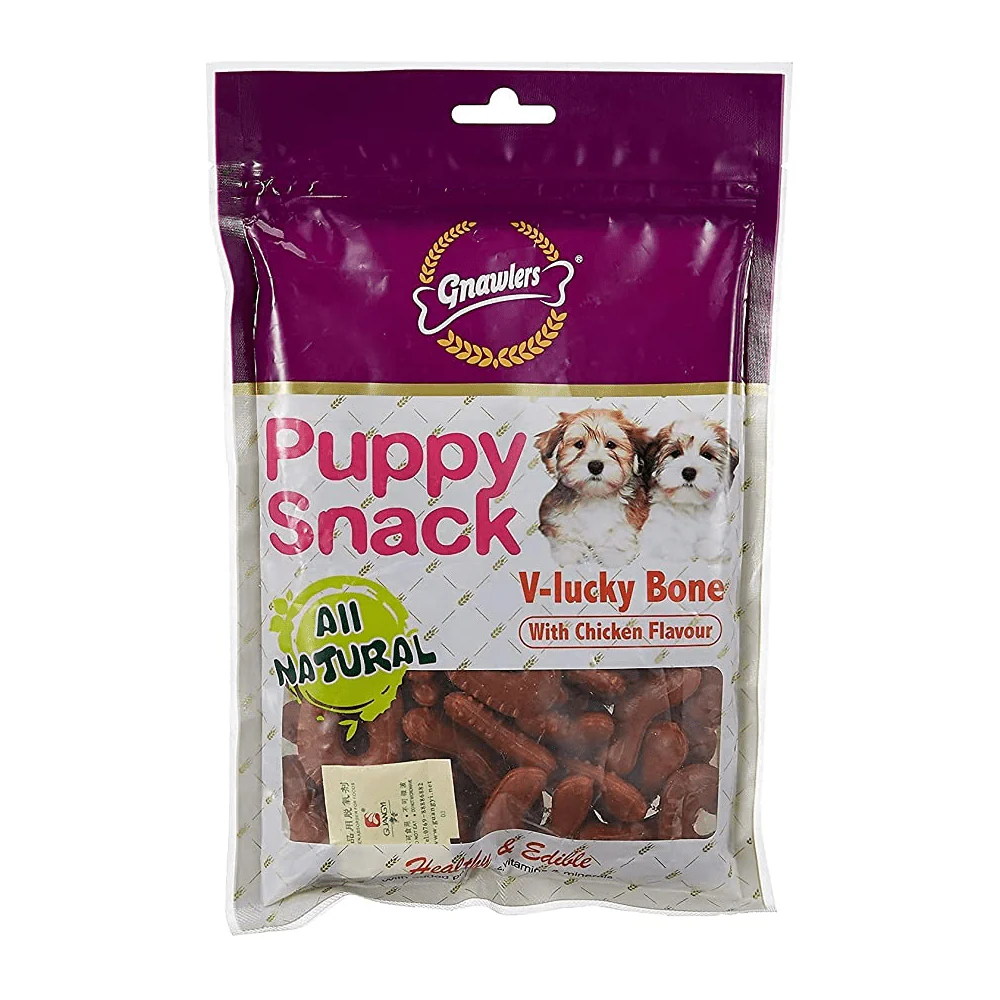 Gnawlers Puppy Snack V-Lucky Bone with Chicken 270G